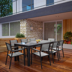 Maine Brown/Gray 9 Piece Outdoor Patio Dining Set - Ornate Home