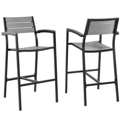 Maine Brown/Gray Outdoor Patio Bar Stool (Set of 2) - Ornate Home