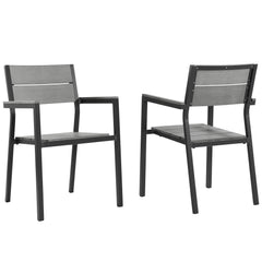 Maine Brown/Gray Outdoor Patio Dining Armchair (Set of 2) - Ornate Home