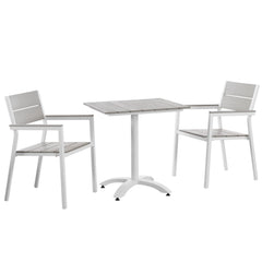 Maine White/Light Gray 3 Piece Outdoor Patio Dining Set - 27.5x71.5" - Ornate Home