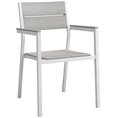 Maine White/Light Gray 3 Piece Outdoor Patio Dining Set - 27.5x71.5" - Ornate Home