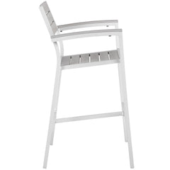 Maine White/Light Gray 5 Piece Outdoor Patio Bar Set - Ornate Home