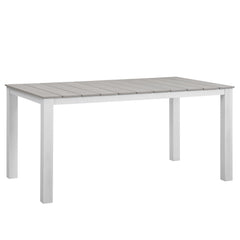 Maine White/Light Gray 7 Piece Outdoor Patio Dining Set - 79.5x107" - Ornate Home