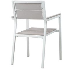 Maine White/Light Gray 7 Piece Outdoor Patio Dining Set - 79.5x124.5" - Ornate Home