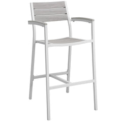 Maine White/Light Gray Outdoor Patio Bar Stool (Set of 2) - Ornate Home