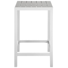 Maine White/Light Gray Outdoor Patio Bar Table - Ornate Home