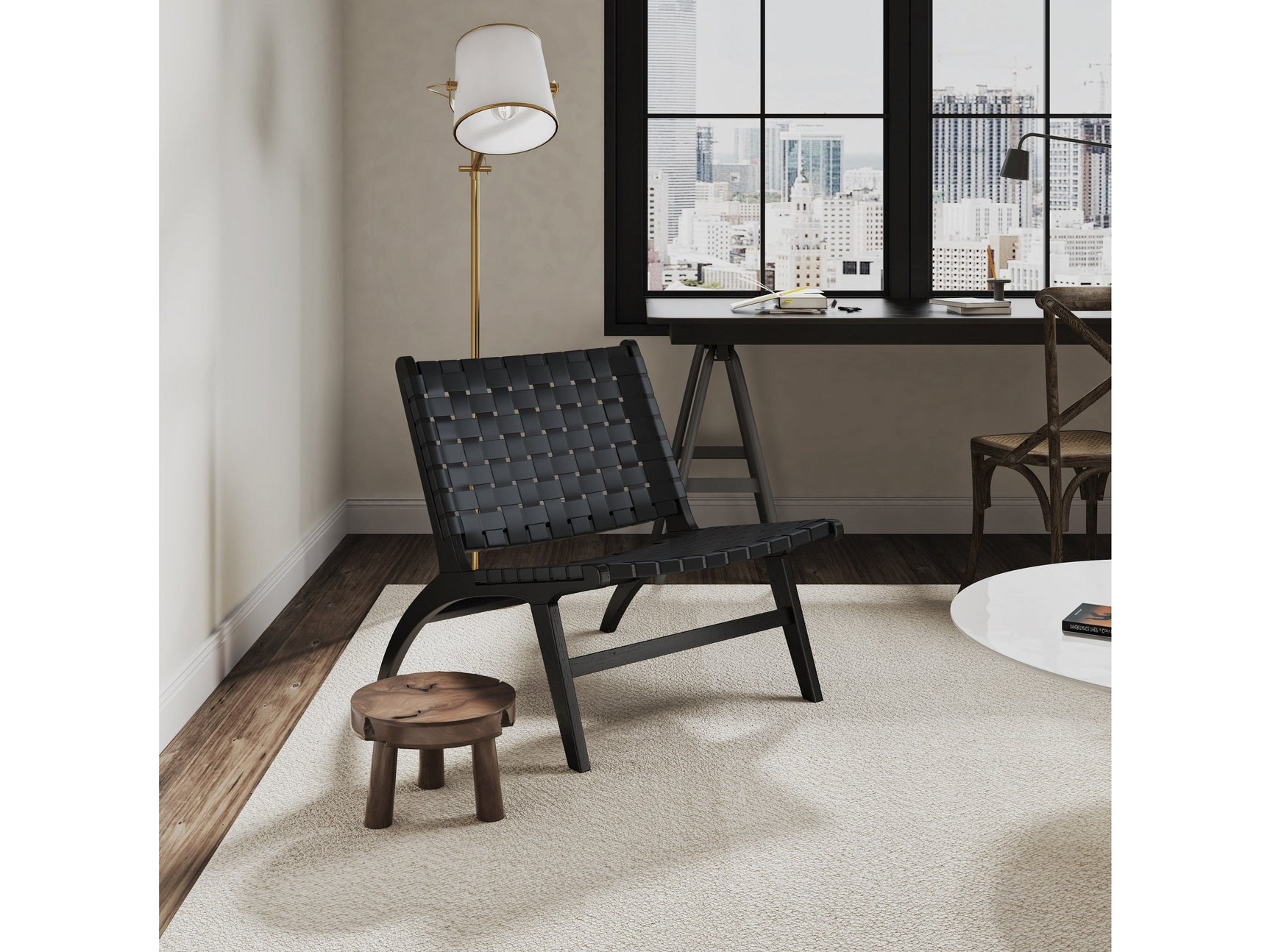 Maintenon Leatherette Accent Chair in Black (set of 2) - Ornate Home