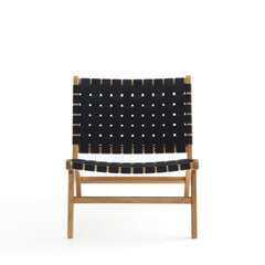 Maintenon Leatherette Accent Chair in Black with Nature Feet - Ornate Home