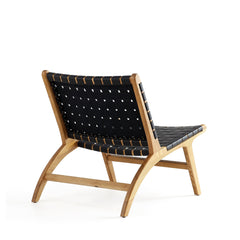Maintenon Leatherette Accent Chair in Black with Nature Feet - Ornate Home