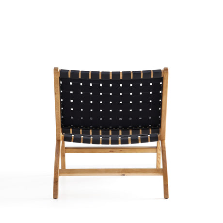 Maintenon Leatherette Accent Chair in Black with Nature Feet - Ornate Home