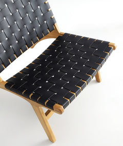 Maintenon Leatherette Accent Chair in Black with Nature Feet - Ornate Home