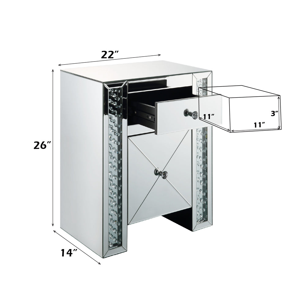 Maisha Mirrored & Faux Crystals Accent Table - Ornate Home