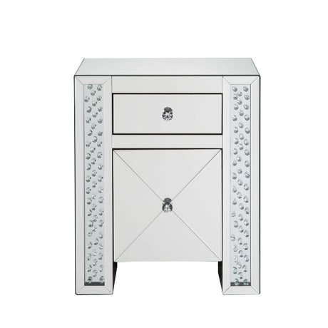 Maisha Mirrored & Faux Crystals Accent Table - Ornate Home