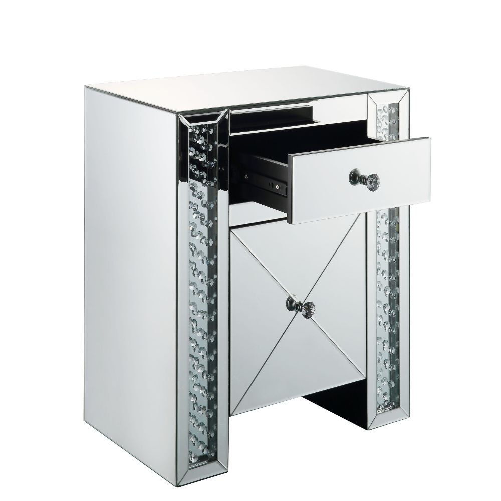 Maisha Mirrored & Faux Crystals Accent Table - Ornate Home