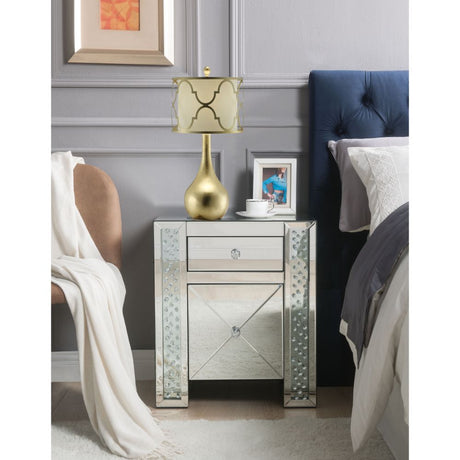 Maisha Mirrored & Faux Crystals Accent Table - Ornate Home