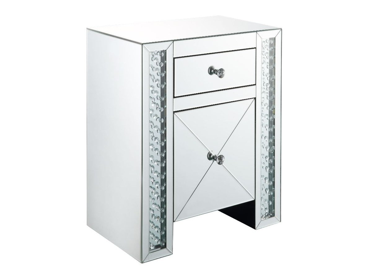Maisha Mirrored & Faux Crystals Accent Table - Ornate Home