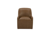 Maisie Tan Rolling Leather Dining Chair - Ornate Home