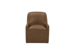 Maisie Tan Rolling Leather Dining Chair - Ornate Home