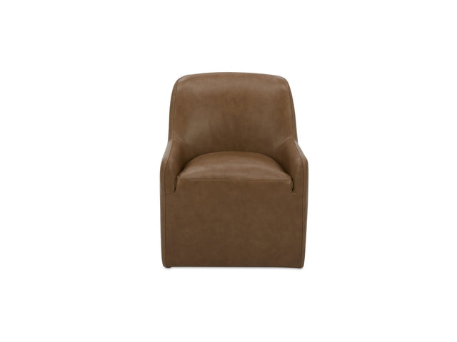 Maisie Tan Rolling Leather Dining Chair - Ornate Home