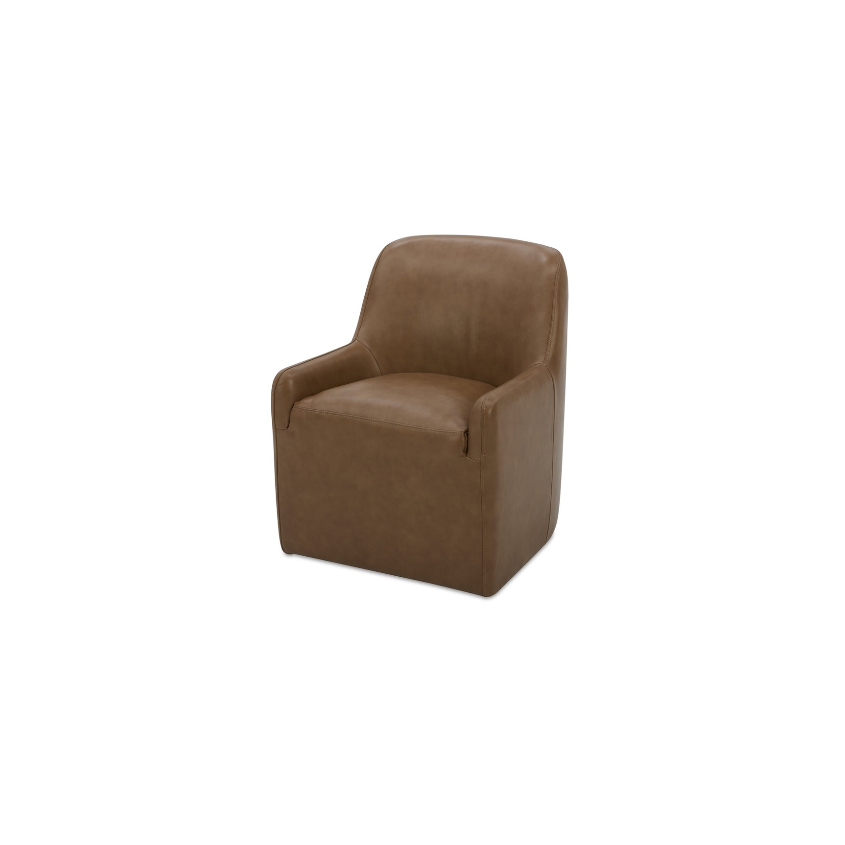 Maisie Tan Rolling Leather Dining Chair - Ornate Home