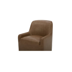 Maisie Tan Rolling Leather Dining Chair - Ornate Home