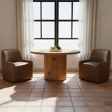 Maisie Tan Rolling Leather Dining Chair - Ornate Home