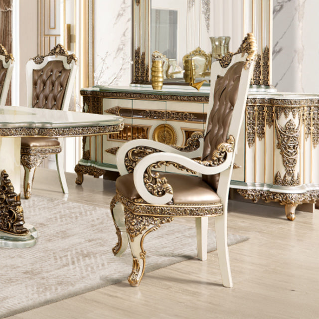 Majestic Crest Ivory/Bronzed Copper Arm Chair / HD-AC1881 - Ornate Home