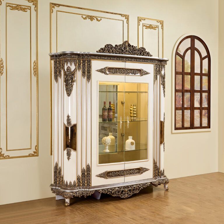 Majestic Crest Ivory/Bronzed Copper China Cabinet / HD-1881 - Ornate Home