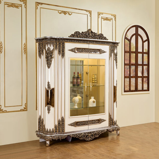 Majestic Crest Ivory/Bronzed Copper China Cabinet / HD-1881 - Ornate Home