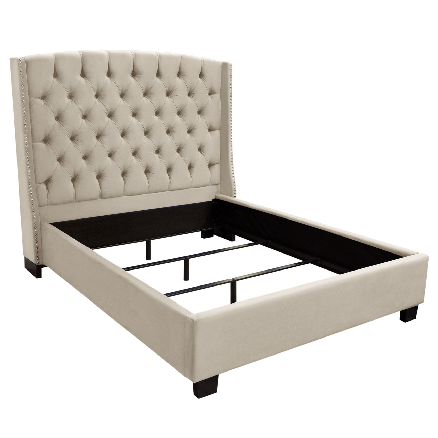Majestic Light Tan Queen Tufted Bed - Ornate Home