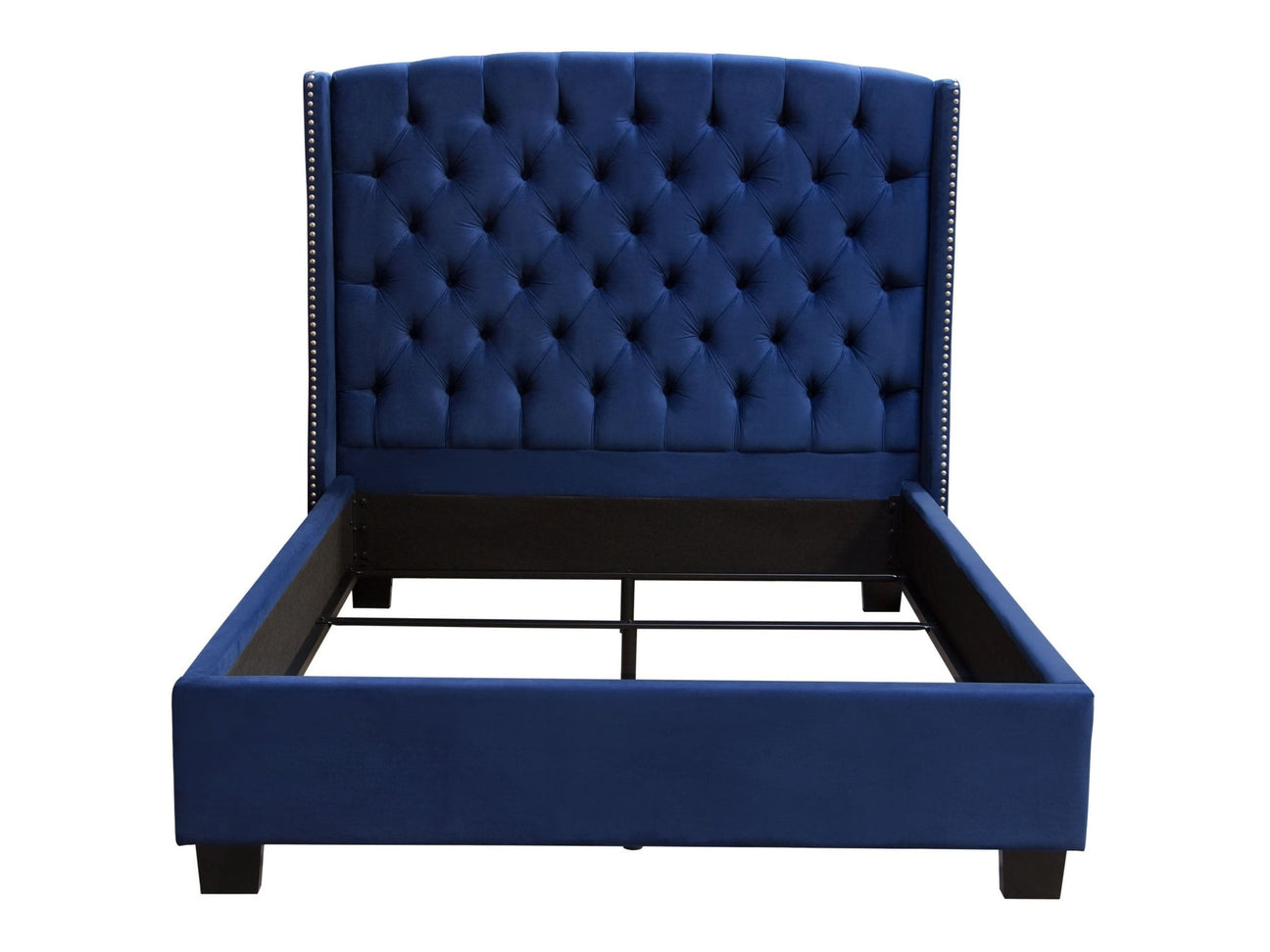 Majestic Navy Blue Eastern King Tufted Bed - Ornate Home