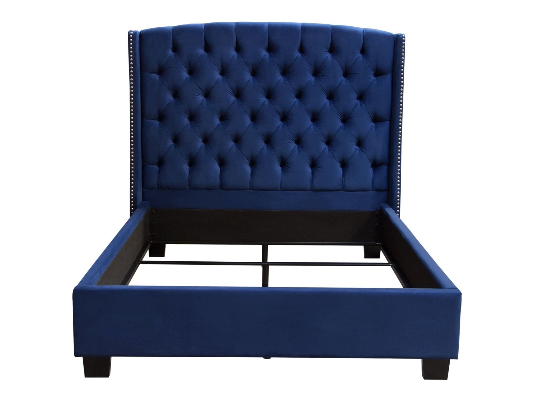 Majestic Navy Blue Eastern King Tufted Bed - Ornate Home