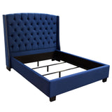 Majestic Navy Blue Eastern King Tufted Bed - Ornate Home