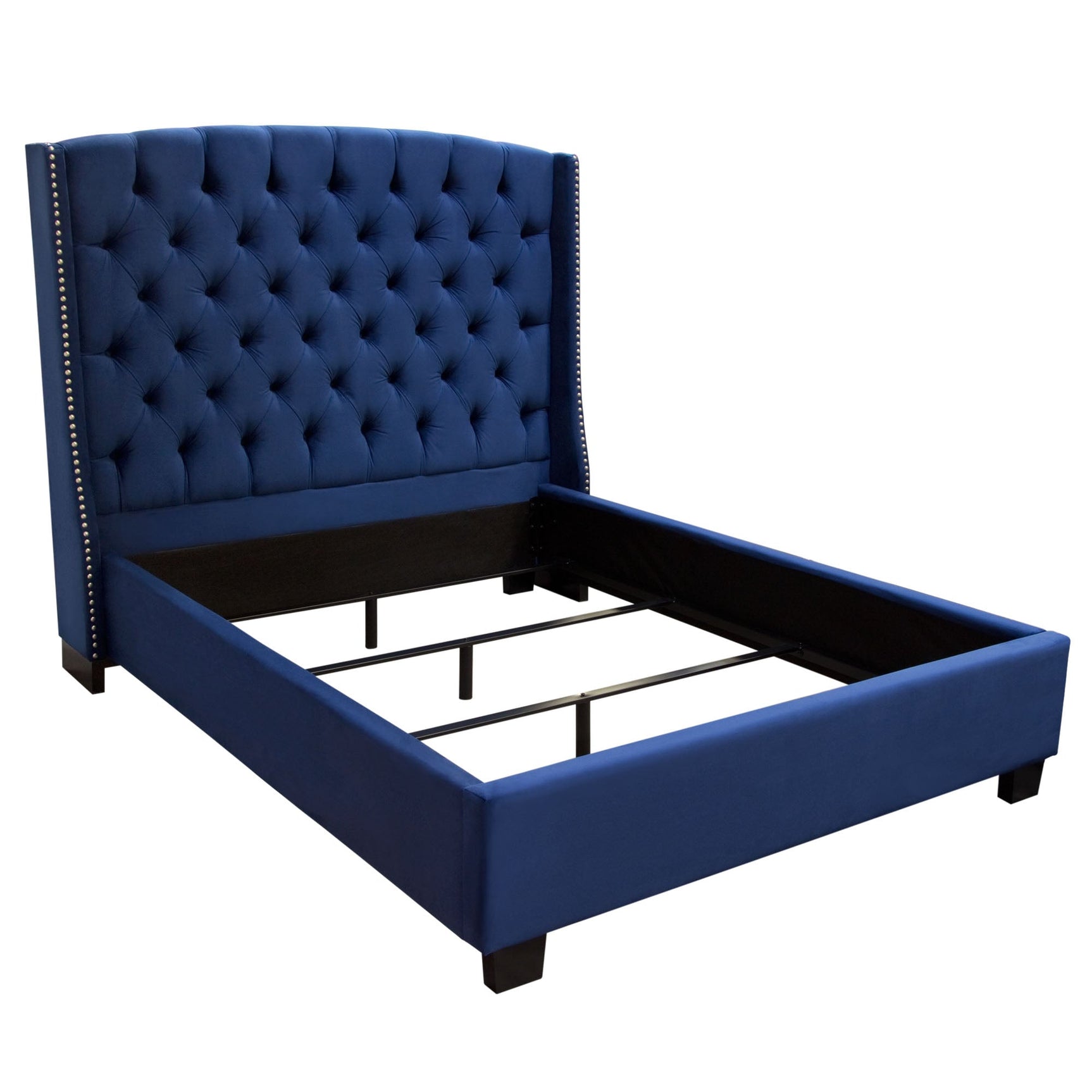 Majestic Navy Blue Eastern King Tufted Bed - Ornate Home