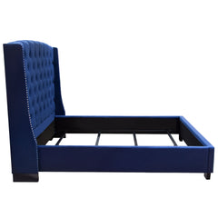 Majestic Navy Blue Eastern King Tufted Bed - Ornate Home