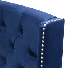 Majestic Navy Blue Eastern King Tufted Bed - Ornate Home