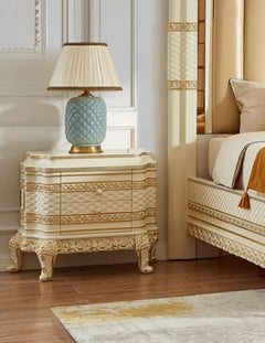 Majesty Ivory/Gold 4-Piece Eastern King Bedroom Set / HD-1882 - Ornate Home