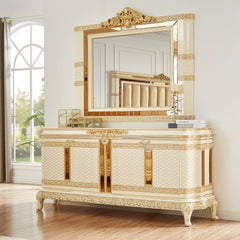 Majesty Ivory/Gold 4-Piece Eastern King Bedroom Set / HD-1882 - Ornate Home