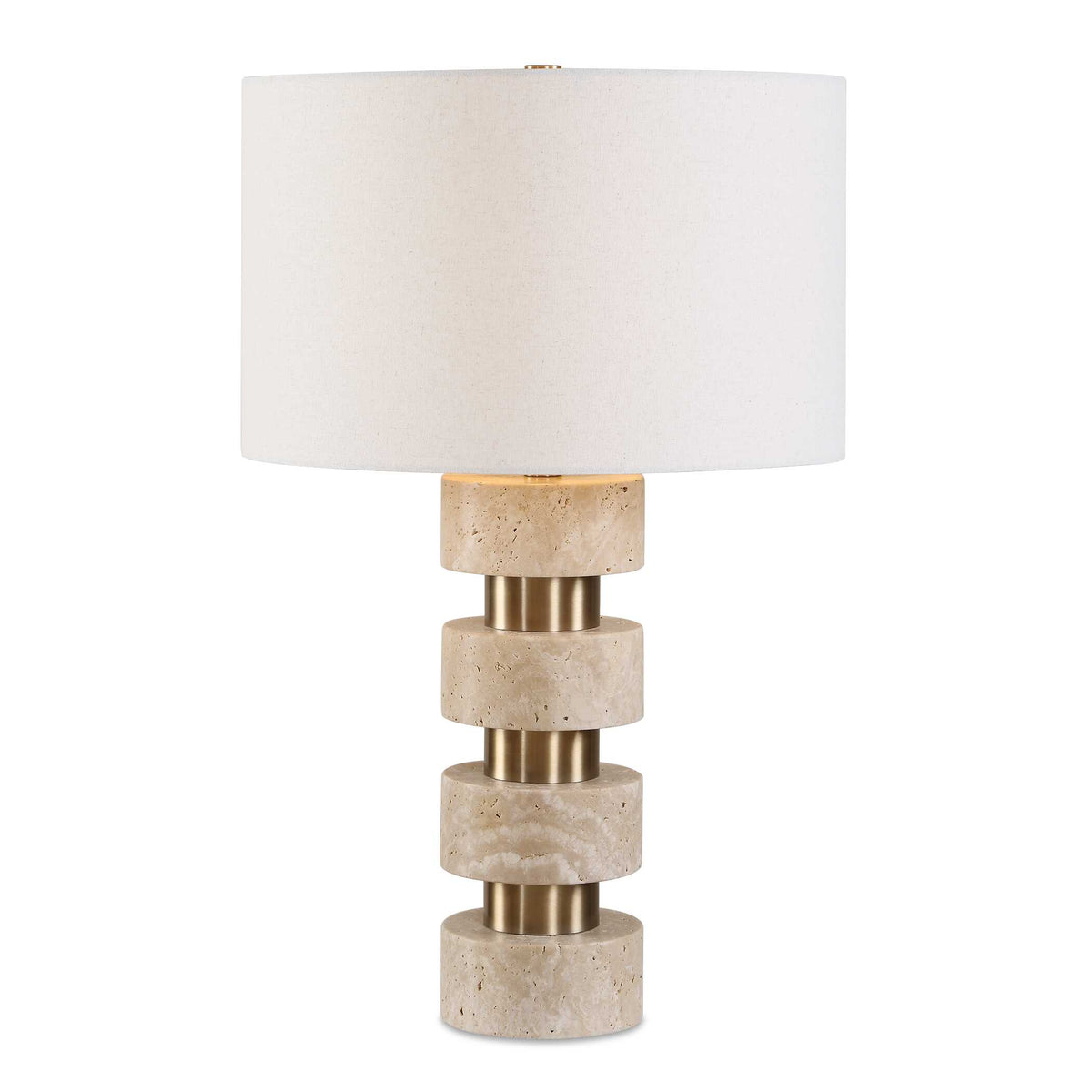 Makani Gold/White Travertine Table Lamp - Ornate Home