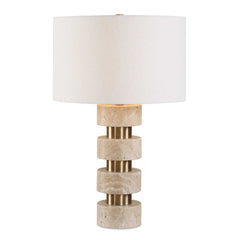Makani Gold/White Travertine Table Lamp - Ornate Home