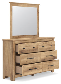 Makidern Tan Full Panel Storage Bed, Dresser and Mirror - Ornate Home