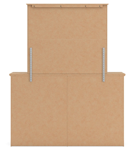 Makidern Tan Full Panel Storage Bed, Dresser and Mirror - Ornate Home