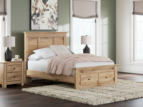 Makidern Tan Full Panel Storage Bed, Dresser and Mirror - Ornate Home