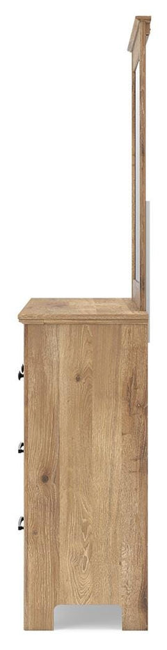 Makidern Tan King Panel Bed, Dresser, Mirror and 2 Nightstands - Ornate Home