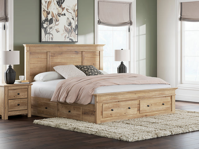 Makidern Tan King Panel Storage Bed - Ornate Home
