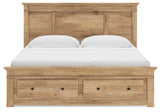 Makidern Tan King Panel Storage Bed - Ornate Home