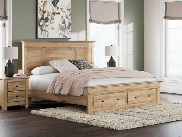 Makidern Tan King Panel Storage Bed - Ornate Home
