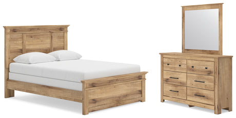 Makidern Tan Queen Panel Bed, Dresser and Mirror - Ornate Home