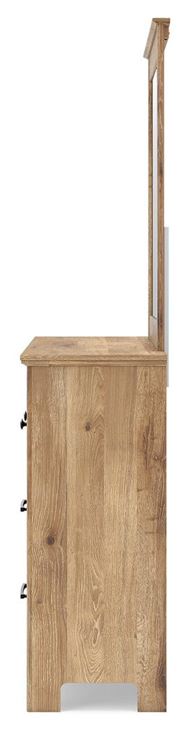 Makidern Tan Queen Panel Bed, Dresser and Mirror - Ornate Home