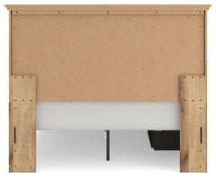 Makidern Tan Queen Panel Bed w/ Storage, Dresser and Mirror - Ornate Home